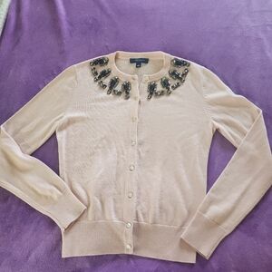 Embellished Pink Cardigan Sweater By Ann Taylor